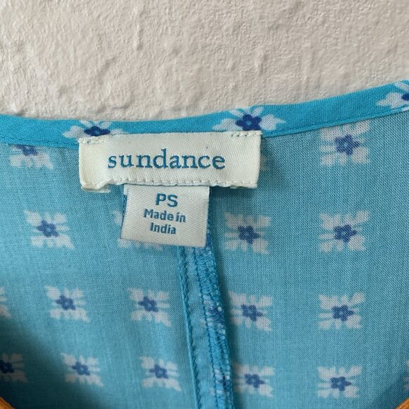 Sundance Island Medallion Sheer Poncho Womens Small Petite Oversized Blue Coast - Picture 2 of 6